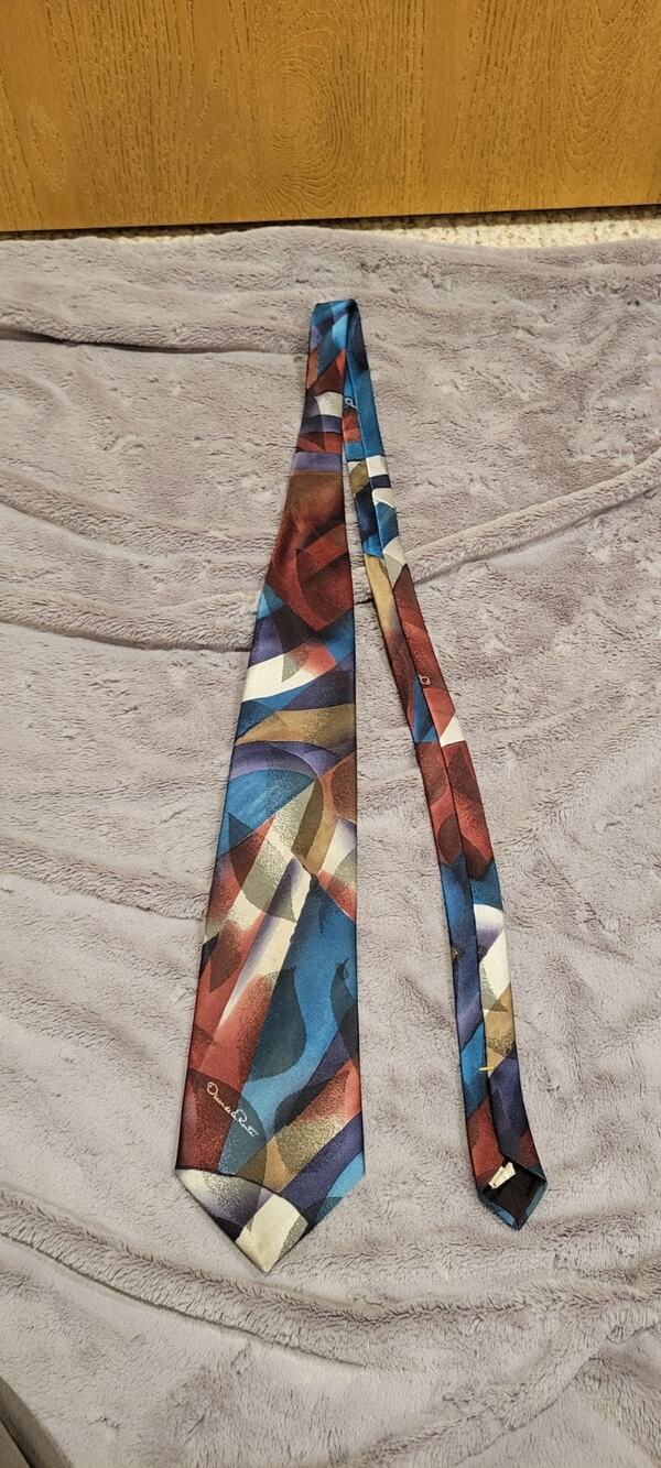 Vintage Oscar de la Renta Studio Tie Mens Silk Blend Abstract Geometric Made USA